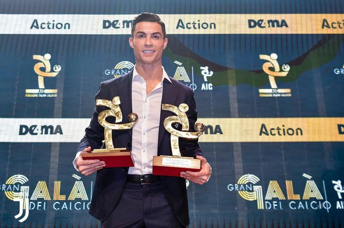 Megabintang Juventus, Cristiano Ronaldo, di acara Gala del Calcio, Senin (2/12/2019).