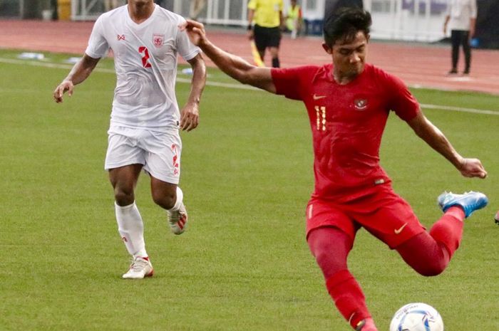 Firza Andika pada laga Timnas U-22 Indonesia Vs Myanmar di semifinal SEA Games 2019.