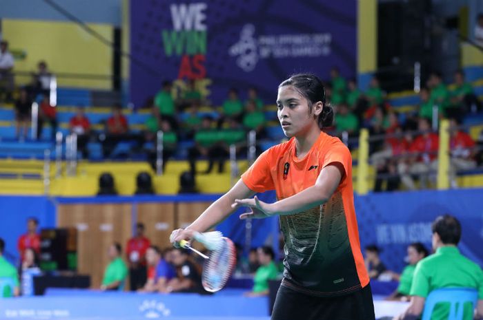 Pemain tunggal putri Indonesia, Gregoria Mariska Tunjung, tampil pada perempat final SEA Games 2019, Sabtu (7/12/2019)