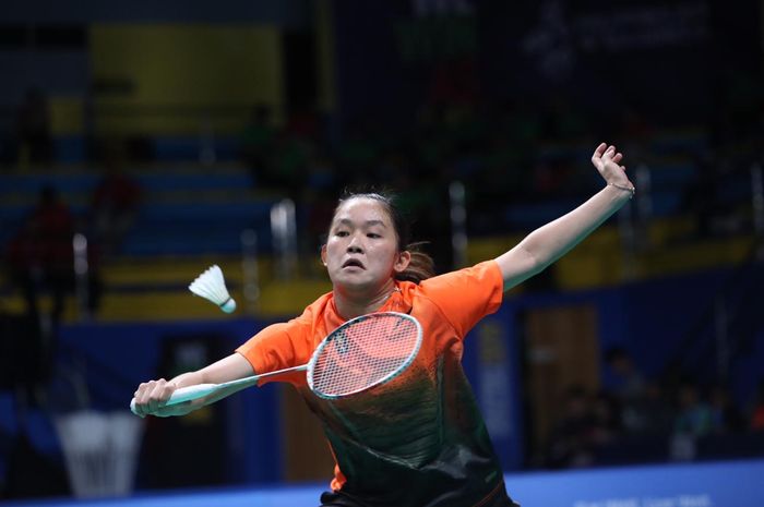 Pebulu tangkis tunggal putra Indonesia, Ruselli Hartawan, pada final SEA Games 2019 di Muntinlupa Sports Center, Manila, Senin (9/12/2019).