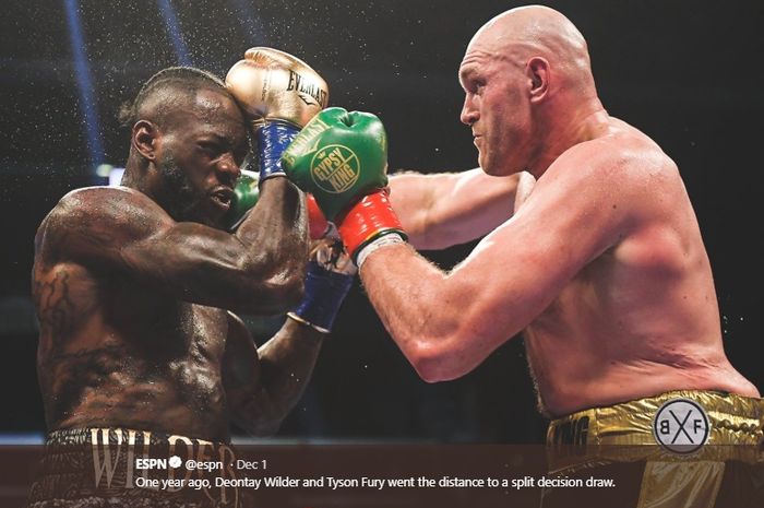 Deontay Wilder (kiri) dan Tyson Fury (kanan). 