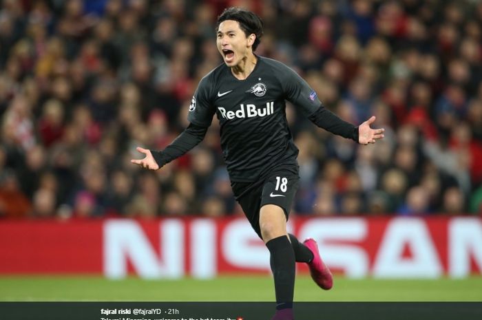 Gelandang serang RB Salzburg, Takumi Minamino, yang bakal menjadi pemain Liverpool pada Januari 2020 mendatang.