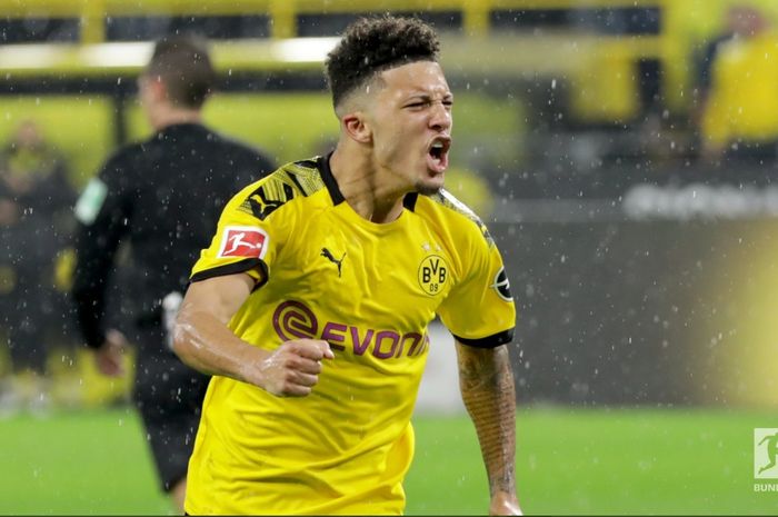 Jadon Sancho, menyumbang satu gol dan satu assist saat membawa Borussia Dortmund bermain imbang 3-3 melawan RB Leipzig pada pekan ke-16 Bundesliga, Selasa (17/12/2019) di Signal Iduna Park.