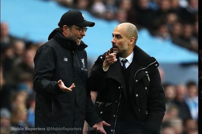 Juergen Klopp (kiri) dan Pep Guardiola.