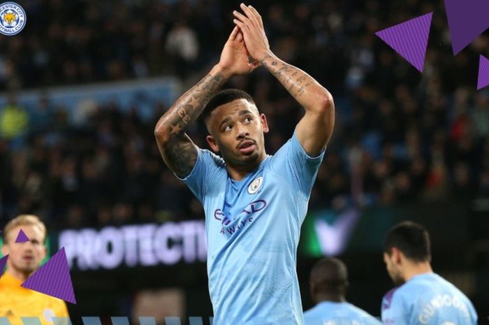 Gabriel Jesus ikut mencetak gol dalam kemenangan 3-1 Manchester City atas Leicester City pada pekan ke-18 Liga Inggris, Sabtu (21/12/2019) di Stadion Etihad.