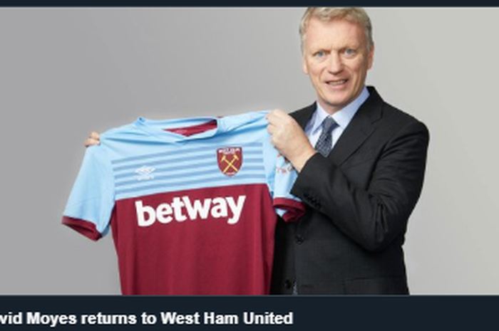 David Moyes saat diperkenalkan sebagai pelatih baru West Ham pada Minggu (29/12/2019) atau Senin dini hari WIB.