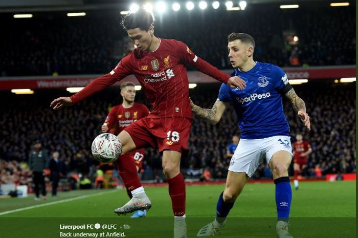 Penampilan Takumi Minamino saat Liverpool menang 1-0 atas Everton dalam laga babak ketiga Piala FA, di Anfield, Minggu (5/1/2020).