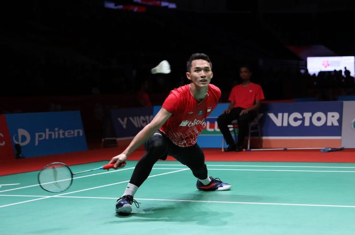 Pebulu tangkis tunggal putra Indonesia, Jonatan Christie, pada babak pertama Malaysia Masters 2020 di Axiata Arena, Bukit Jalil, Kuala Lumpur, Rabu (8/1/2020).