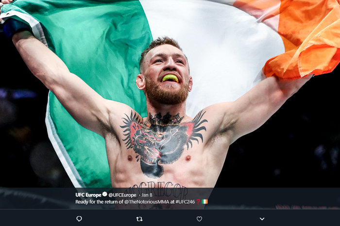 Petarung UFC, Conor McGregor, menangi laga kontra Donald Cerrone pada UFC 246 di T-Mobile Arena, Las Vegas, Amerika Serikat, Sabtu (18/1/2020).