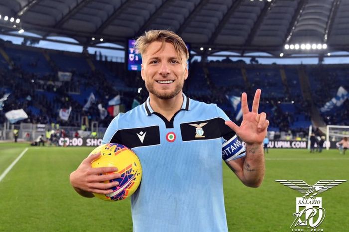 Ciro Immobile, mencetak hat-trick yang membawa Lazio menang 5-1 atas Sampdoria pada pekan ke-20 Liga Italia, Sabtu (18/1/2020) di Stadion Olimpico Roma.