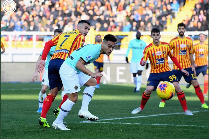 Lautaro Martinez dalam laga Inter Milan melawan Lecce pada pekan ke-23 Liga Italia, Minggu (19/1/2020) di 