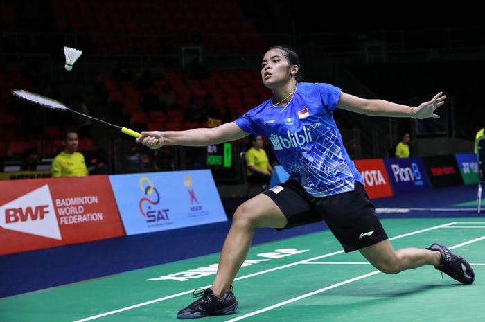 Pemain tunggal putri Indonesia, Gregoria Mariska Tunjung, tampil pada perempat final  Thailand Masters 2020 di Indoor Huamark Stadium, Bangkok, Jumat (24/1/2020).