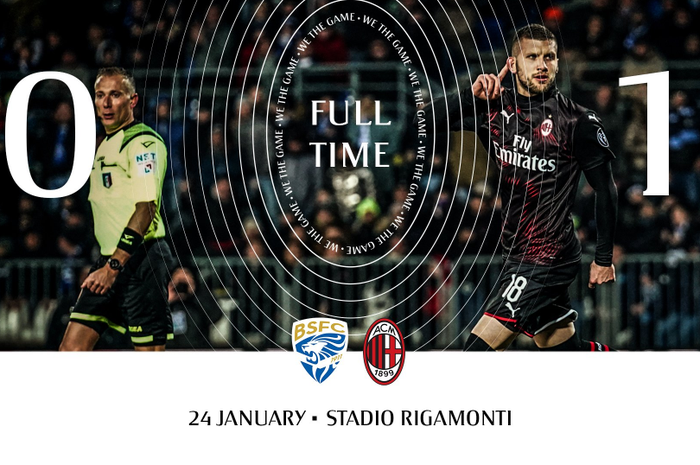 Skor akhir pertandingan pekan ke-21 Liga Italia yang mempertemukan Brescia dengan AC Milan.