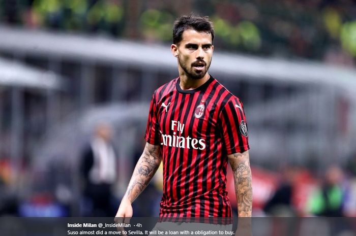 Winger AC Milan, Suso, dikabarkan bakal menuju ke Sevilla.