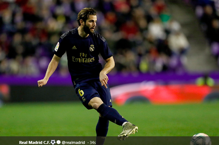 Bek Real Madrid, Nacho saat beraksi dalam laga melawan Real Valladolid di pekan ke-21 Liga Spanyol, Minggu (26/1/2020).