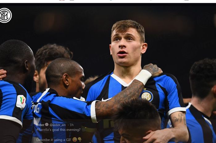 Nicolo Barella mencetak gol kemenangan Inter Milan atas Fiorentina di perempat final Coppa Italia, 29 Januari 2020.