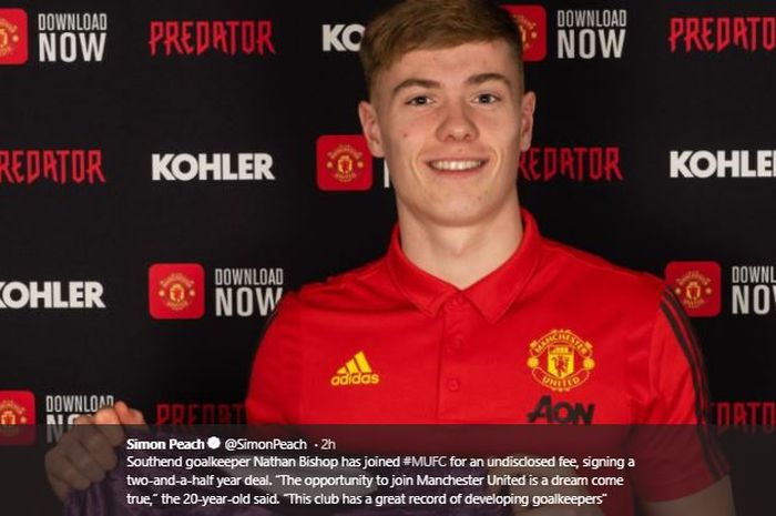 Nathan Bishop, rekrutan kedua Man United di bursa transfer musim dingin 2019-2020.