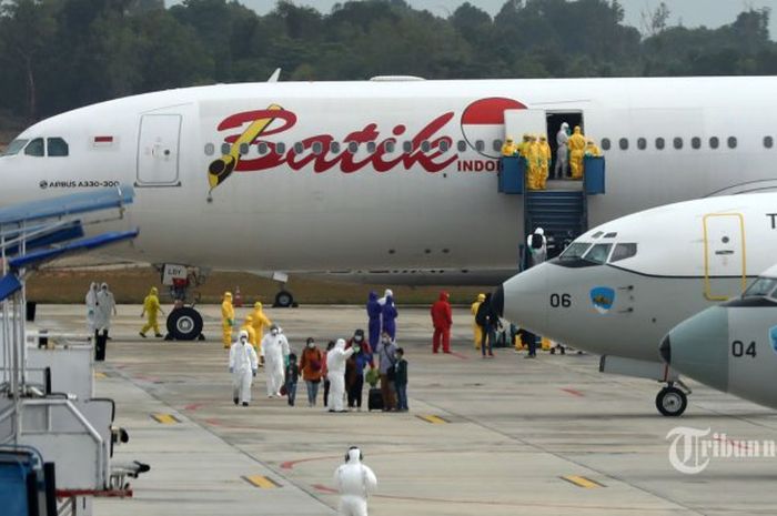 Pesawat Batik Air di Bandara Hang Nadim, Batam, Kepulauan Riau.