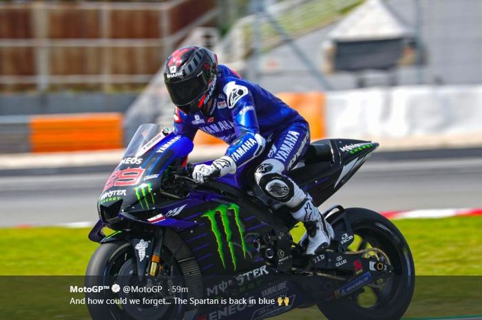 Aksi Jorge Lorenzo bersama Yamaha pada shakedown test MotoGP 2020, Selasa (4/2/2020)