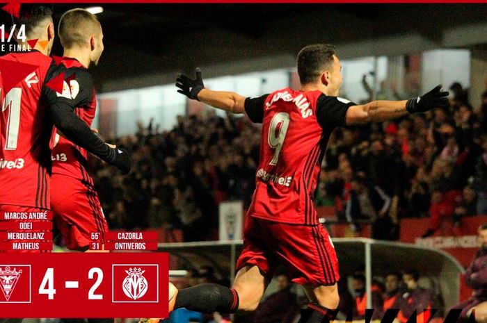 CD Mirandes lolos ke perempat final Copa del Rey usai mendepak Villarreal.