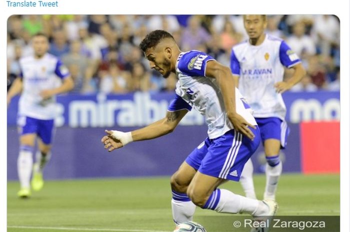 Striker Watford, Luis Suarez, saat pertandingan Real Zaragoza melawan Elche pada pertandingan pekan ketiga Segunda Division di Estadio de la Romareda, 31 Agustus 2019.