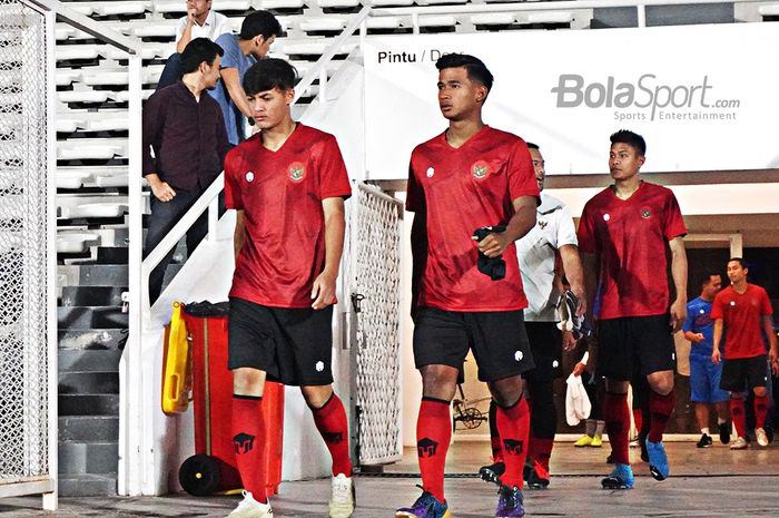 Pemain Timnas Indonesia di pemusatan latihan di Stadion Madya, Senayan, Jakarta Pusat.