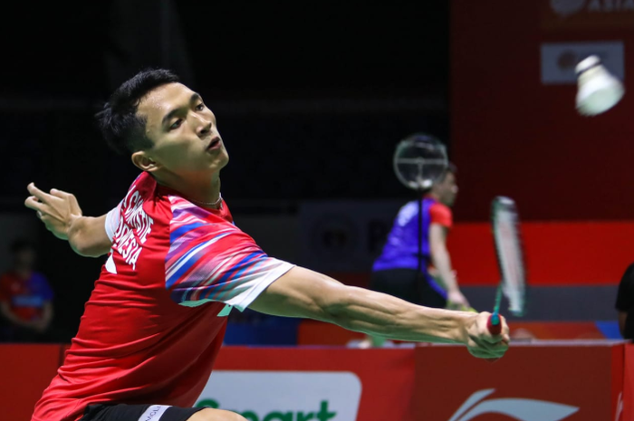 Pemain tunggal putra Indonesia, Jonatan Christie, saat beraksi pada semifinal Kejuaraan Beregu Asia 2020 di Rizal Memorial Coliseum, Manila, Filipina, Sabtu (15/2/2020). 