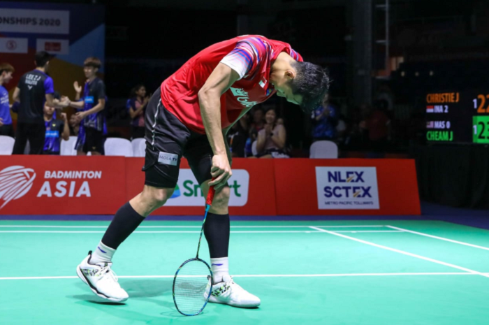 Pemain tunggal putra Indonesia, Jonatan Christie, saat beraksi dalam Kejuaraan Beregu Asia 2020 di Manila, Filipina, Minggu (16/2/2020).