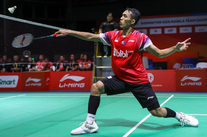 Pemain tunggal putra Indonesia, Jonatan Christie, saat beraksi dalam Kejuaraan Beregu Asia 2020 di Manila, Filipina, Minggu (16/2/2020).