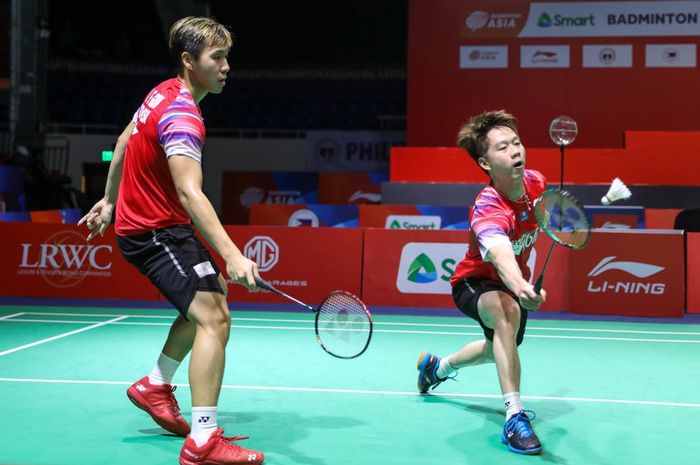 Pasangan ganda putra Indonesia, Marcus Fernaldi Gideon/Kevin Sanjaya Sukamuljo, pada semifinal Kejuaraan Beregu Asia 2020 di Rizal Memorial Stadium, Manila, Filipina, Sabtu (15/2/2020).