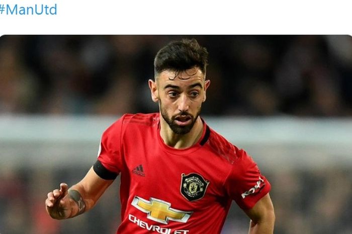 Gelandang anyar Manchester United, Bruno Fernandes, pada pertandingan leg pertama babak 32 besar Liga Europa melawan Club Brugge, Kamis (20/2/2020) atau Jumat dini hari WIB. 