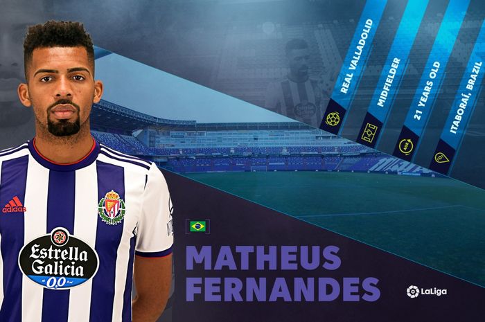 Gelandang Barcelona yang sedang menjalani masa peminjaman di Real Valladolid, Matheus Fernandes, salah satu rising star di LaLiga saat ini.