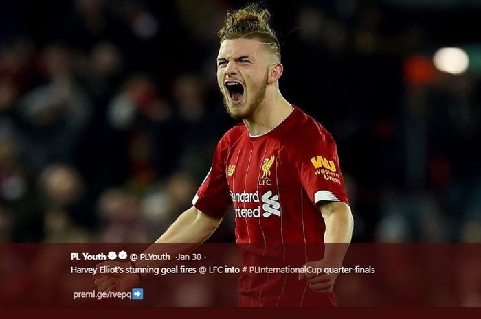 Gelandang muda klub Liverpool, Harvey Elliot.