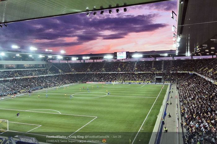 Ilustrasi Stade de Suisse, markas klub Liga Super Swiss, Young Boys.