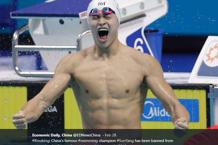 Perenang asal China, Sun Yang, mendapat hukuman skor selama delapan tahun akibat kisruh tes doping pada 2018.