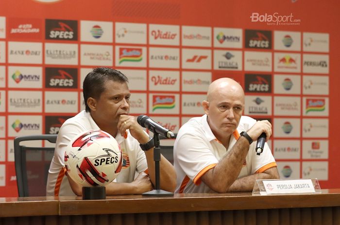 Pelatih Persija, Sergio Farias, dalam jumpa pers usai pertandingan melawan Borneo FC pada pekan pertama Shopee Liga 1 2020, Minggu (1/3/2020) di Stadion Utama Gelora Bung Karno, Jakarta.