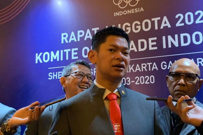 Ketua NOC Indonesia, Raja Sapta Oktohari, pada Rapat Anggota NOC 2020 di Jakarta, Senin (2/3/2020).