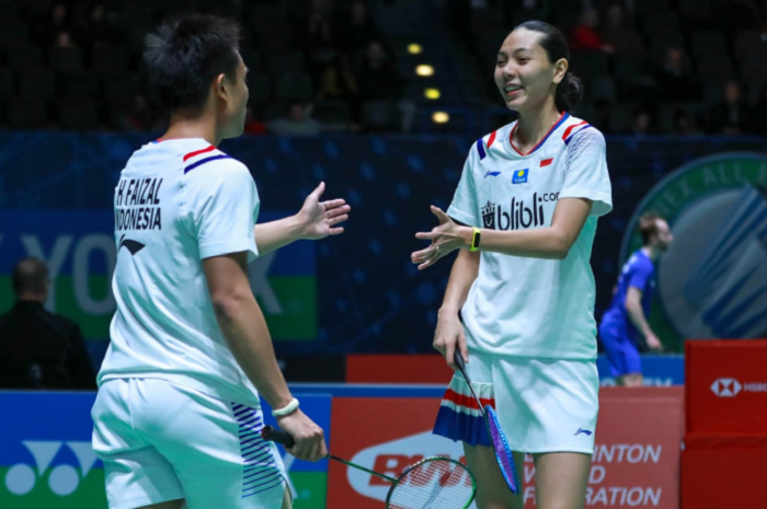 Pasangan ganda campuran, Hafiz Faizal/Gloria Emanuelle Widjaja, saat keduanya bertanding pada ajang All England Open 2020 di Arena Birmingham, Inggris, Rabu (11/3/2020).