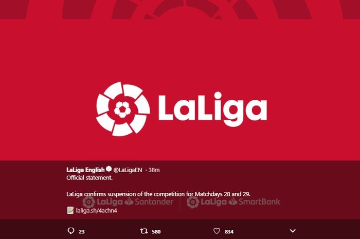 Breaking News - Liga Spanyol Resmi Dihentikan Karena Virus Corona