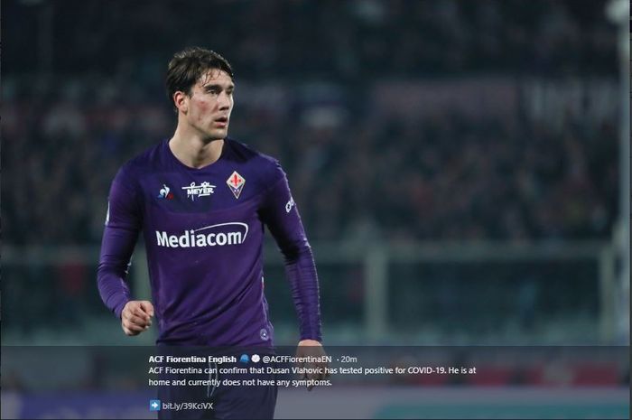 Dusan Vlahovic dinyatakan positif terinfeksi virus corona oleh Fiorentina, Jumat (13/3/2020) waktu setempat.