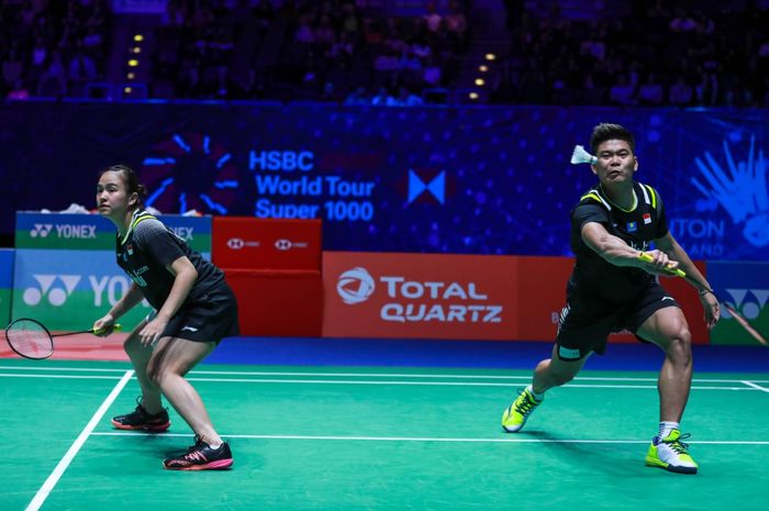 Pasangan ganda campuran Indonesia, Praveen Jordan/Melati Daeva Oktavianti, pada semifinal All England Open 2020 di Arena Birmingham, Inggris, Sabtu (14/3/2020).