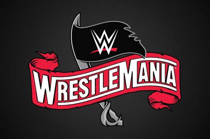 Logo Wrestlemania 36 yang diadakan di Stadion Raymond James, Tampa, Florida, Amerika Serikat, Minggu (5/4/2020).