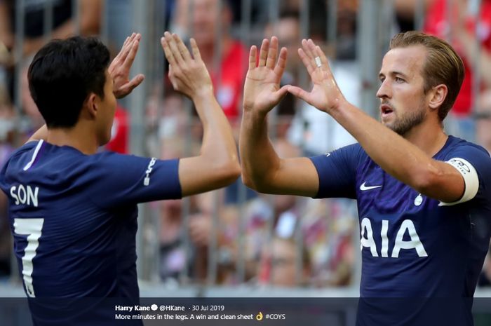 Dua penyerang Tottenham Hotspur, Son Heung Min (Kiri) dan Harry Kane (kanan)