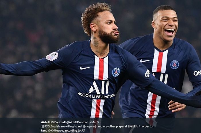 Penyerang Paris Saint-Germain, Neymar dan Kylian Mbappe.