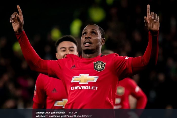 Penyerang pinjaman Manchester United dari Shanghai Shenhua, Odion Ighalo.