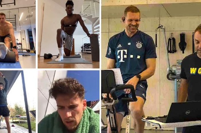 Bayern Muenchen melakukan latihan secara online di tengah wabah virus corona. 