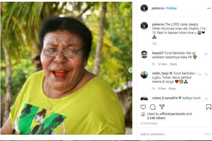 Unggahan foto mendiang ibunda pemain Persis Solo, Yan Pieter