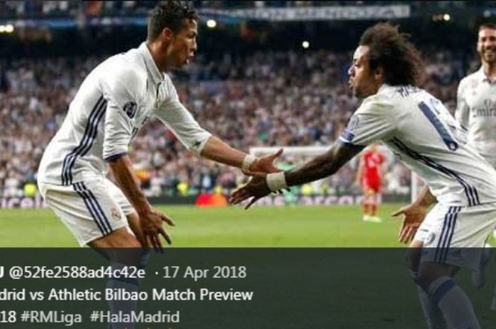 Cristiano Ronaldo saat membela Real Madrid dalam laga  kontra Athletic Bilbao, 18 Aprtil 2018.