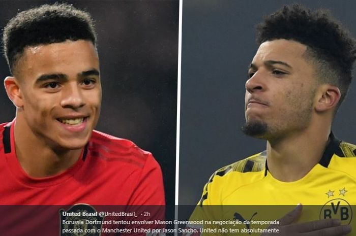 Borussia Dortmund coba manfaatkan minat Manchester United pada Jadon Sanho untuk merekrut wonderkid The Red Devils, Mason Greenwood.