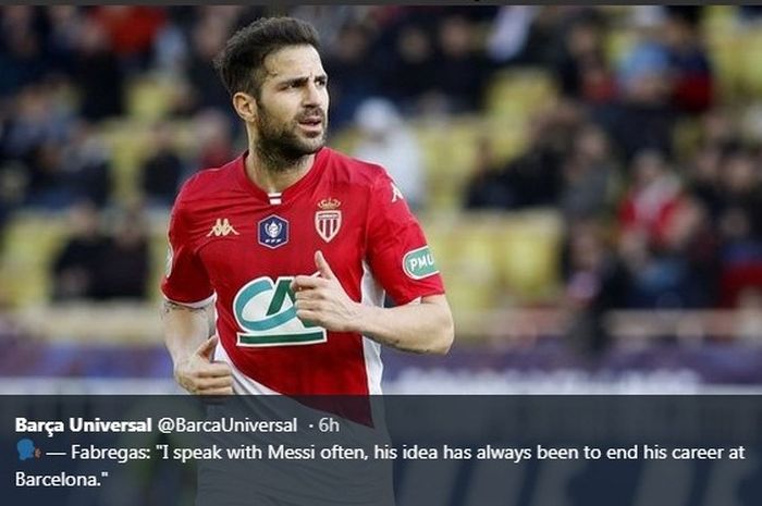 Eks gelandang Barcelona yang kini berseraga AS Monaco, Cesc Fabregas.